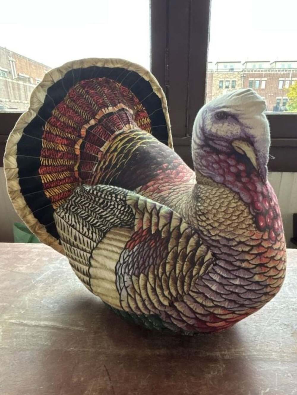 Vintage Handcrafted Stuffed Fabric Turkey Thanksgiving Centerpiece